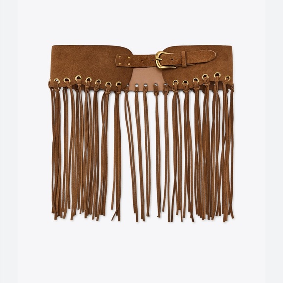 Zara NWT 100% leather fringed waist belt 1736/208 - Picture 7 of 9